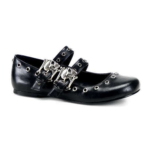 DemoniaCult Womens Low Shoe DAISY-03 Blk Vegan Leather