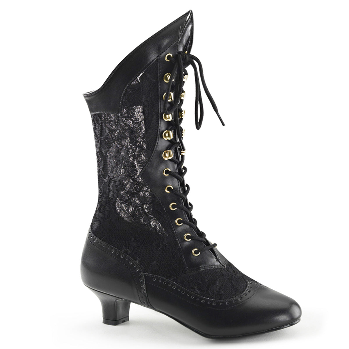 Funtasma Womens Ankle Boots DAME-115 Blk Pu-Lace