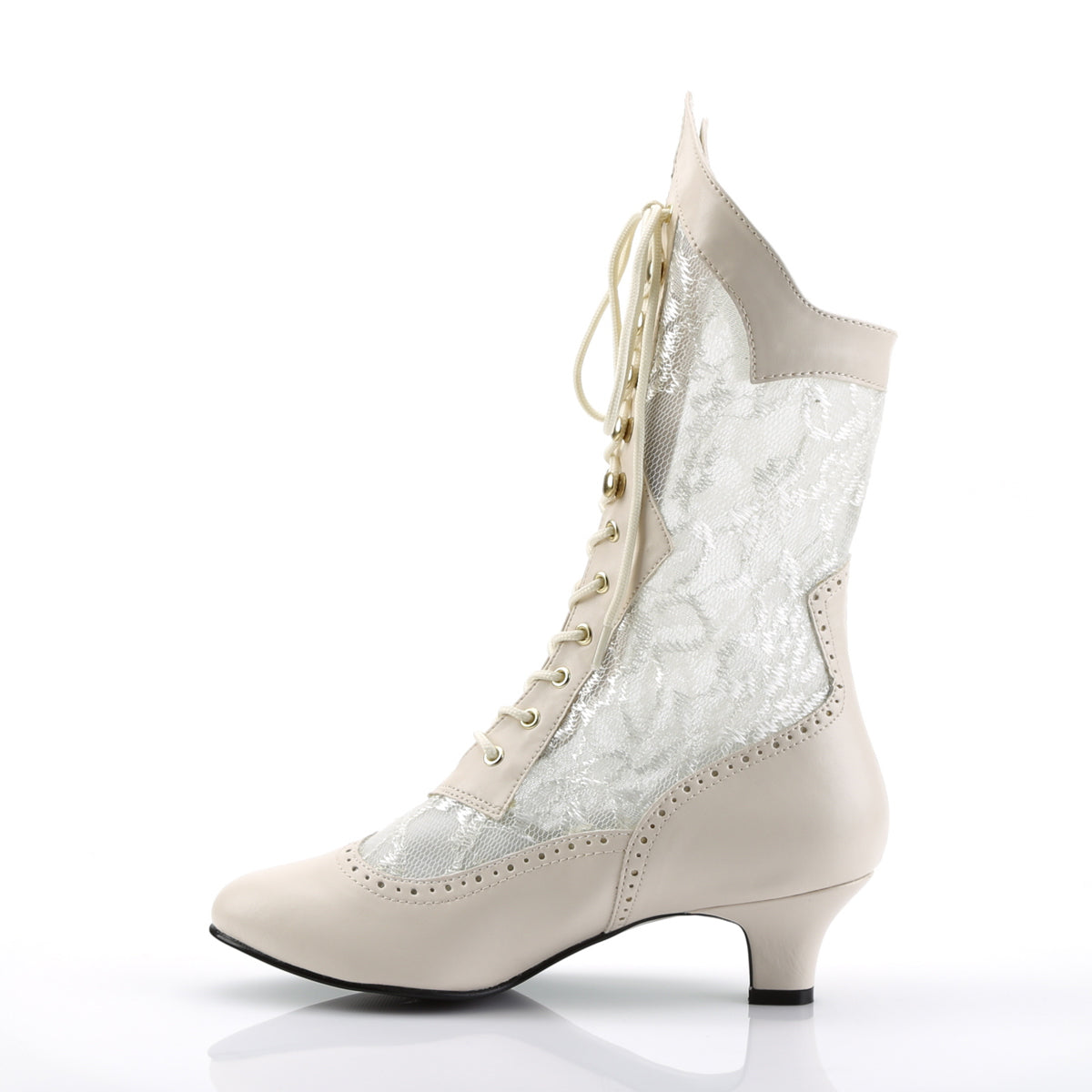 Funtasma Womens Ankle Boots DAME-115 Ivory Pu-Lace