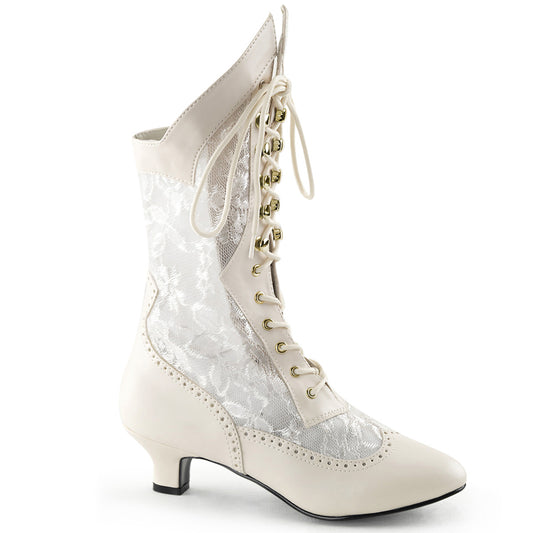 Funtasma Womens Ankle Boots DAME-115 Ivory Pu-Lace