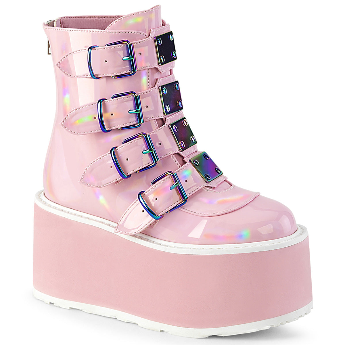 DemoniaCult  Ankle Boots DAMNED-105 B. Pink Holo Pat