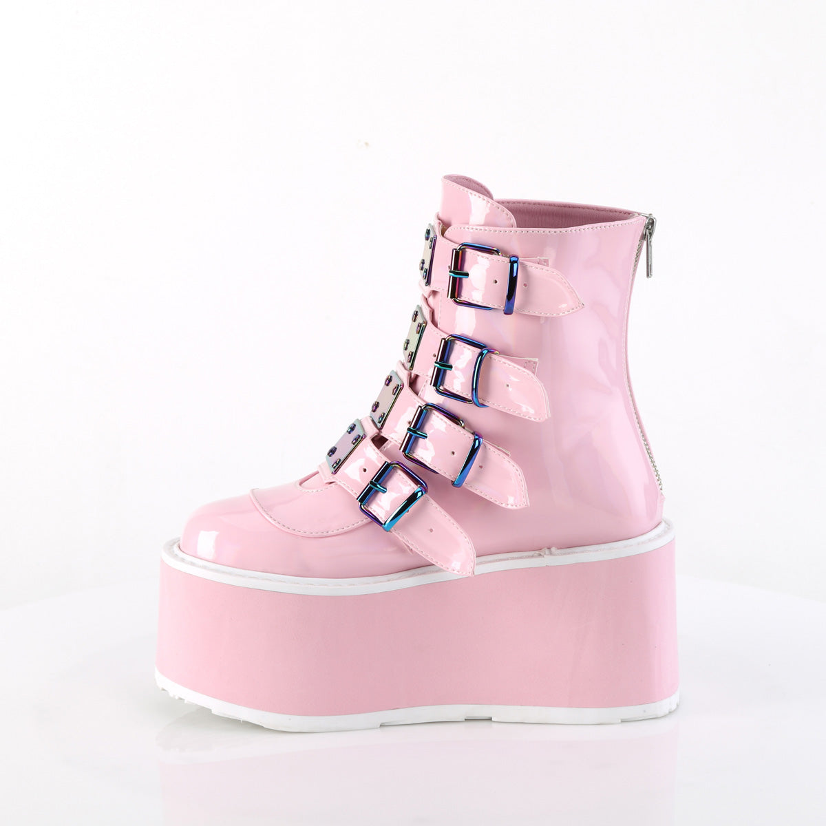 DemoniaCult  Ankle Boots DAMNED-105 B. Pink Holo Pat