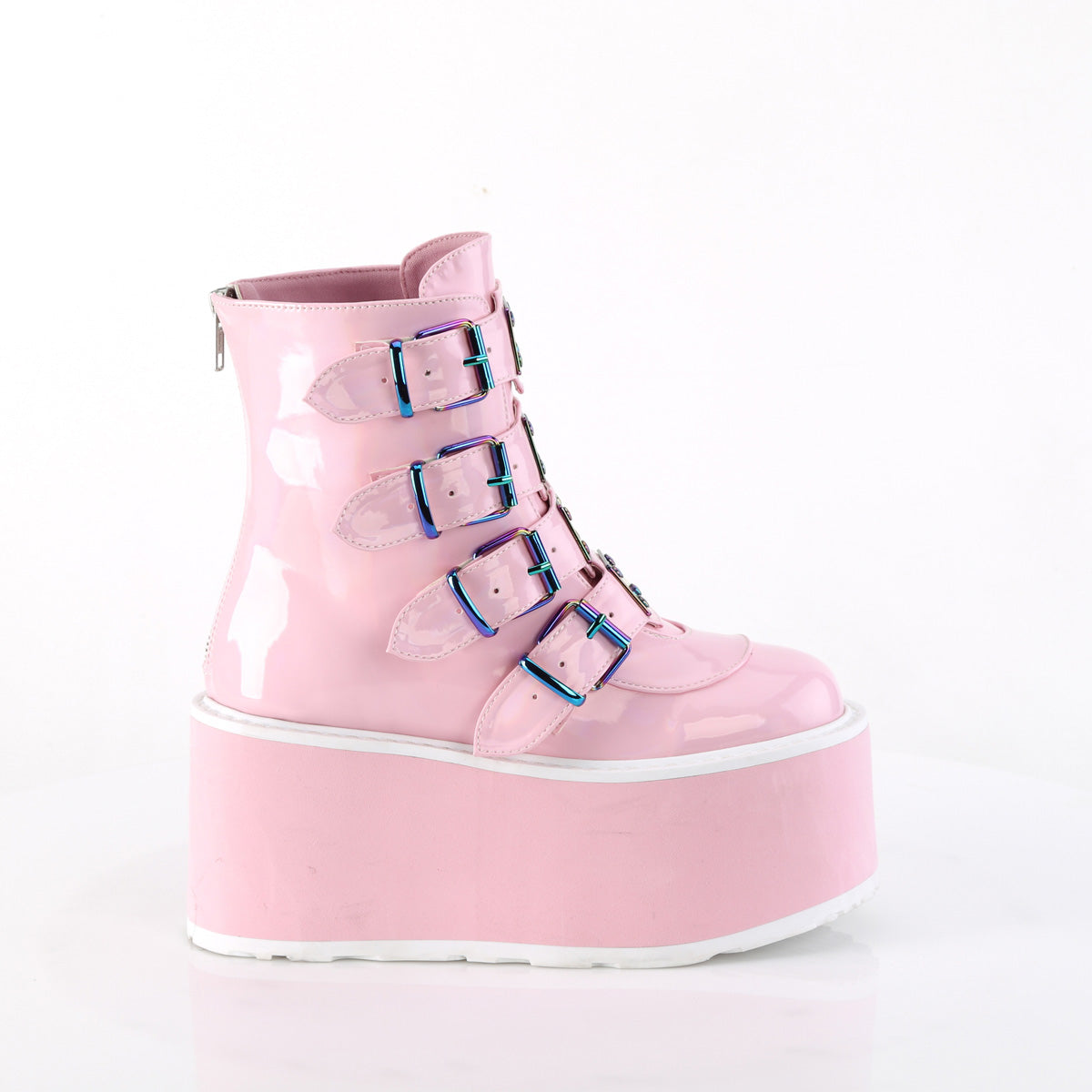 DemoniaCult  Ankle Boots DAMNED-105 B. Pink Holo Pat