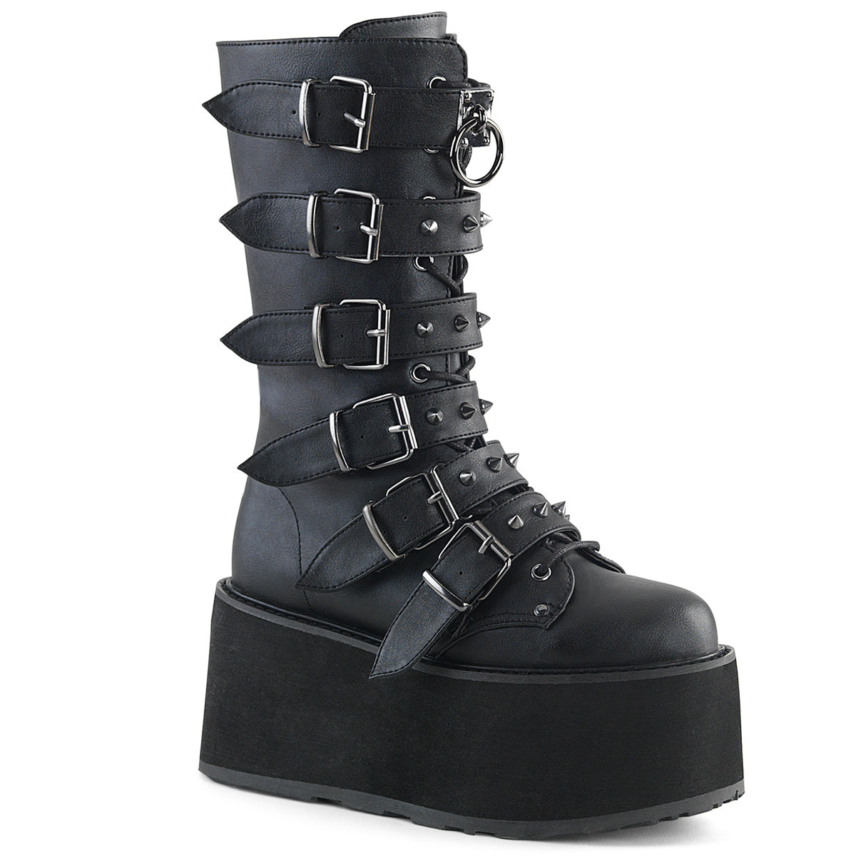 DemoniaCult Womens Boots DAMNED-225 Blk Vegan Leather