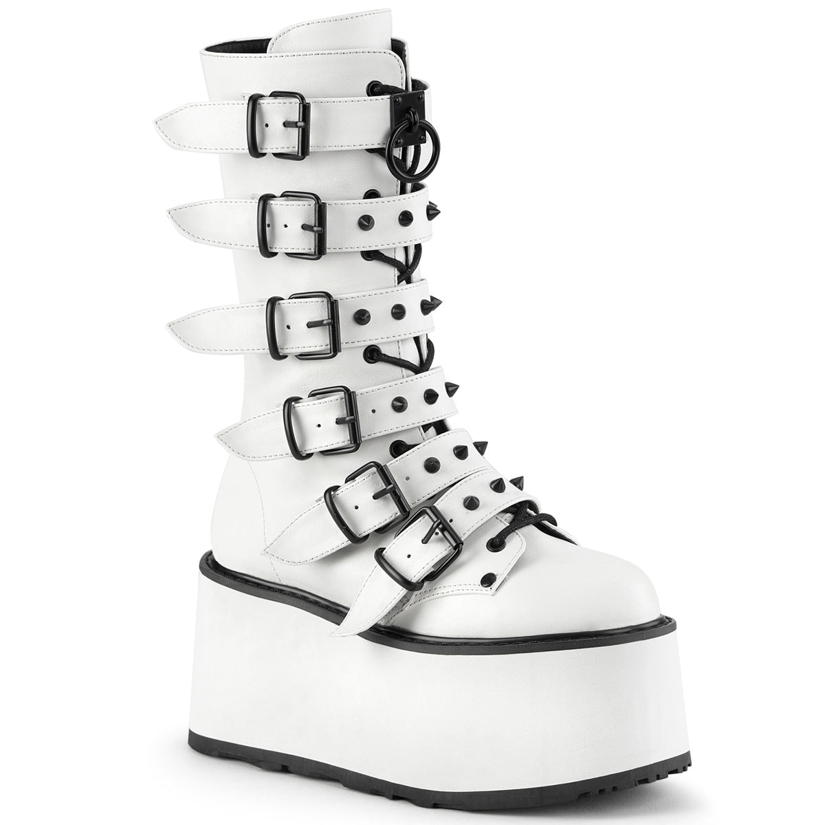 DemoniaCult  Boots DAMNED-225 Wht Vegan Leather