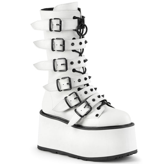 DemoniaCult  Boots DAMNED-225 Wht Vegan Leather