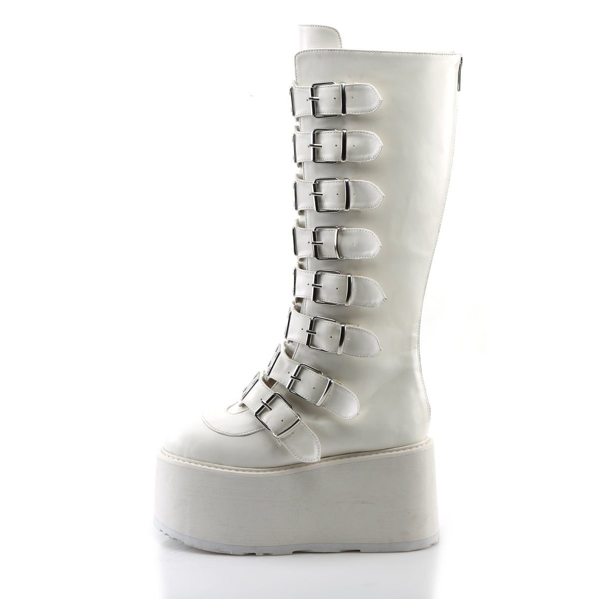 DemoniaCult Womens Boots DAMNED-318 Wht Vegan Leather