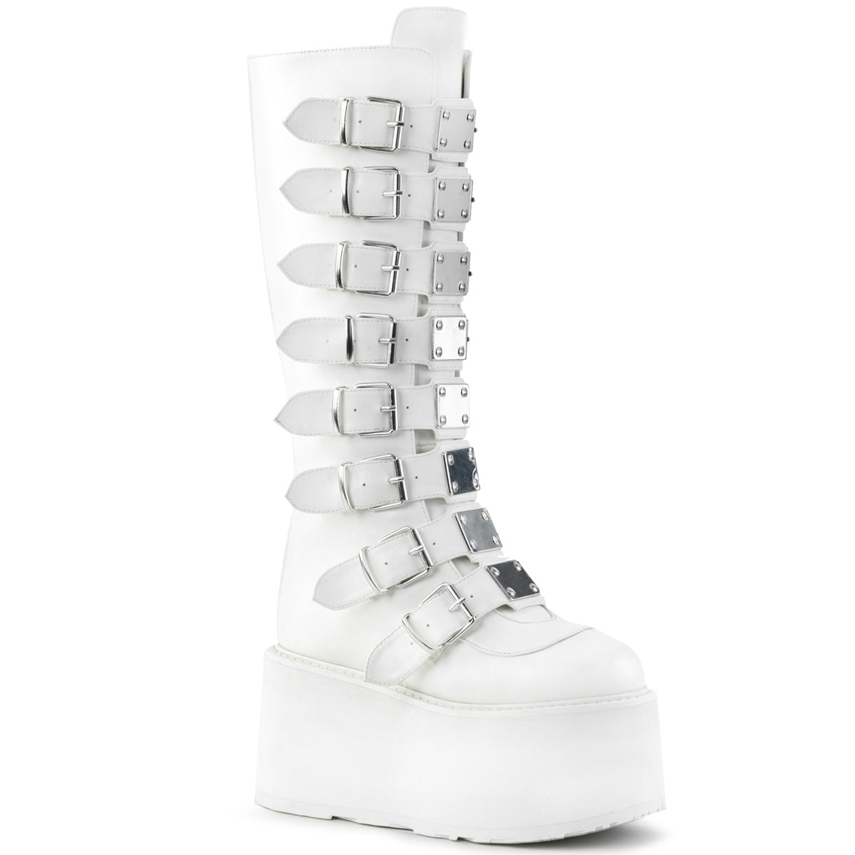 DemoniaCult Womens Boots DAMNED-318 Wht Vegan Leather