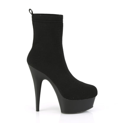 Pleaser Womens Ankle Boots DELIGHT-1002-1 Blk Stretch Knit Fabric/Blk Matte