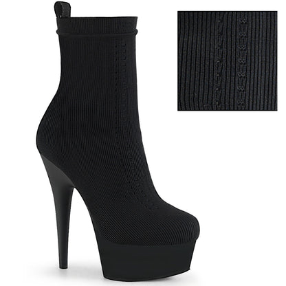 Pleaser Womens Ankle Boots DELIGHT-1002-1 Blk Stretch Knit Fabric/Blk Matte