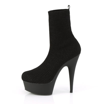 Pleaser Womens Ankle Boots DELIGHT-1002-2 Blk Stretch Knit Fabric/Blk Matte
