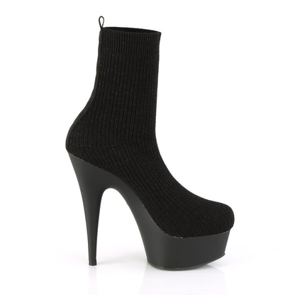 Pleaser Womens Ankle Boots DELIGHT-1002-2 Blk Stretch Knit Fabric/Blk Matte