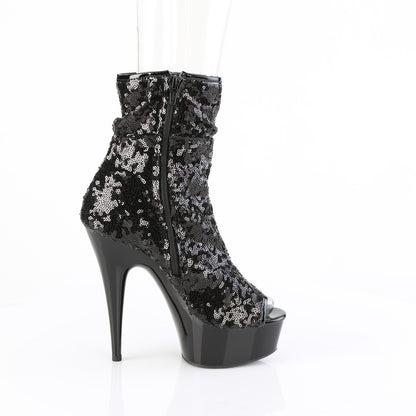Pleaser   DELIGHT-1008SQ Blk Sequins/Blk Matte