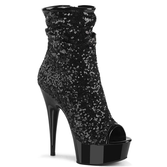 Pleaser   DELIGHT-1008SQ Blk Sequins/Blk Matte