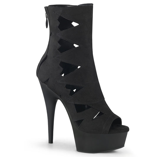 Pleaser Womens Ankle Boots DELIGHT-1014 Blk Faux Suede/Blk Matte