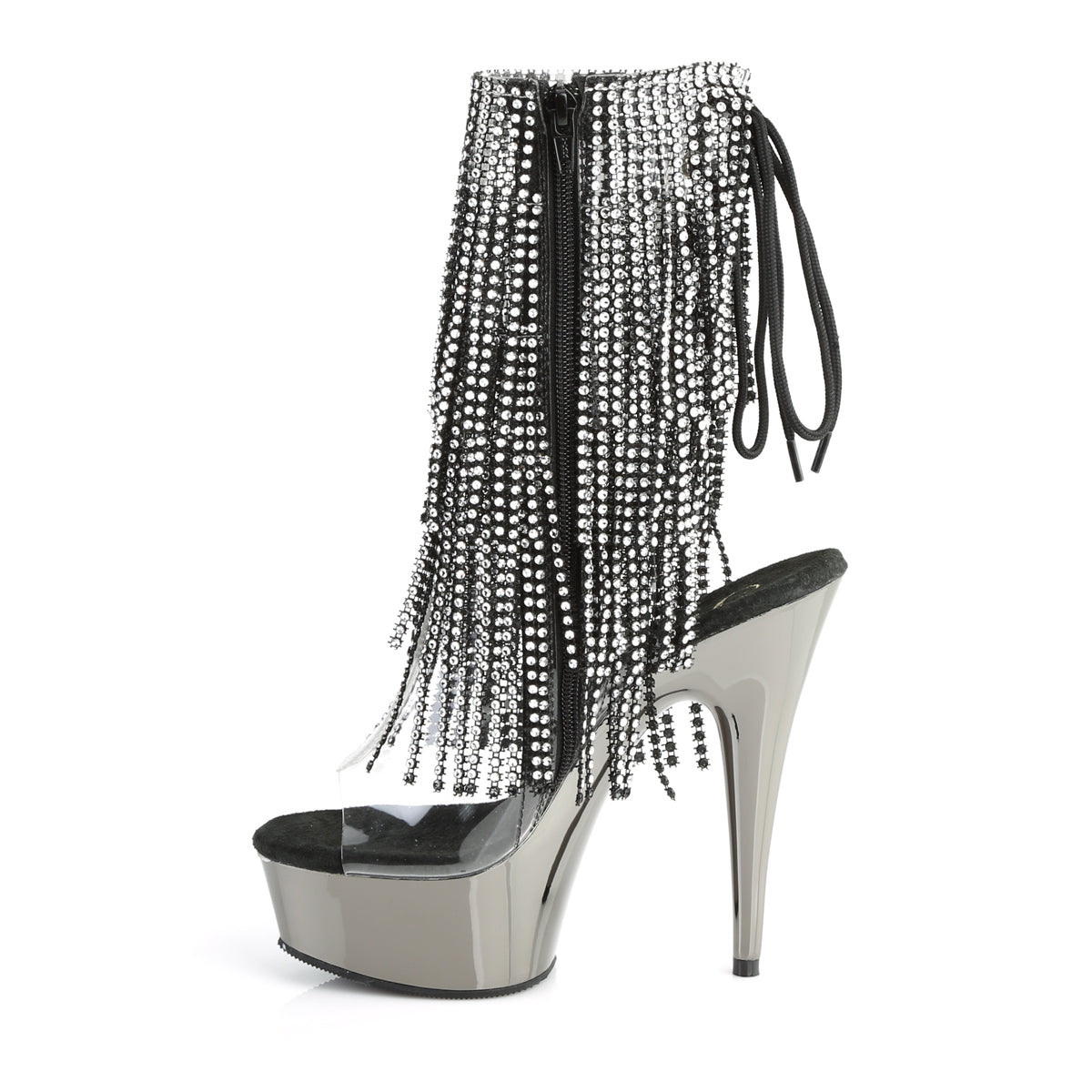 Pleaser Womens Ankle Boots DELIGHT-1017RSF Clr-Blk/Dark Pewter Chrome
