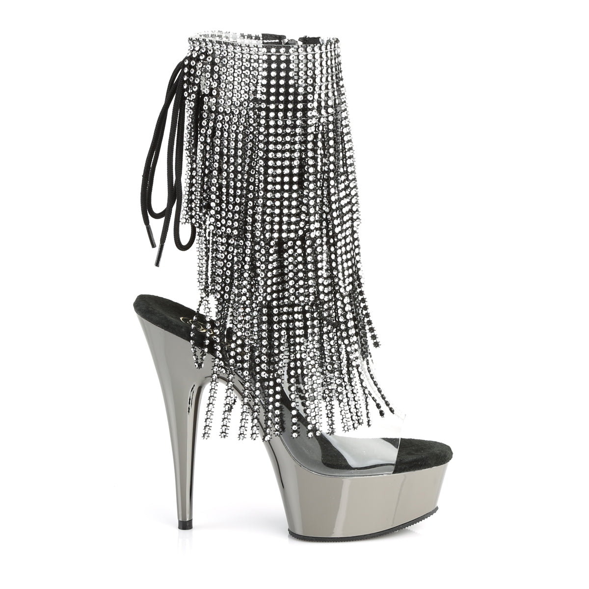 Pleaser Womens Ankle Boots DELIGHT-1017RSF Clr-Blk/Dark Pewter Chrome