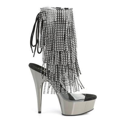Pleaser Womens Ankle Boots DELIGHT-1017RSF Clr-Blk/Dark Pewter Chrome
