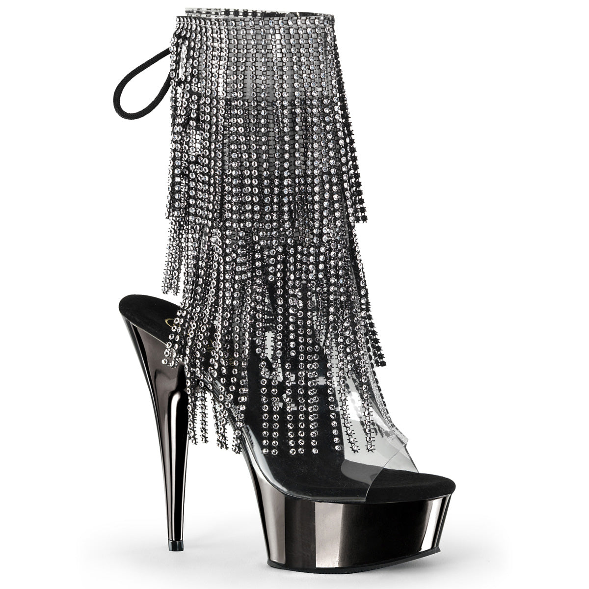 Pleaser Womens Ankle Boots DELIGHT-1017RSF Clr-Blk/Dark Pewter Chrome