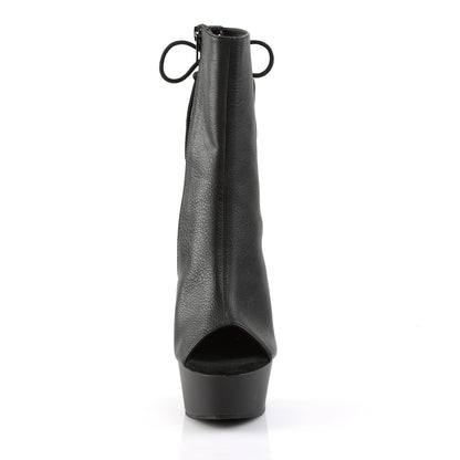 Pleaser Womens Ankle Boots DELIGHT-1018 Blk Faux Leather/Blk