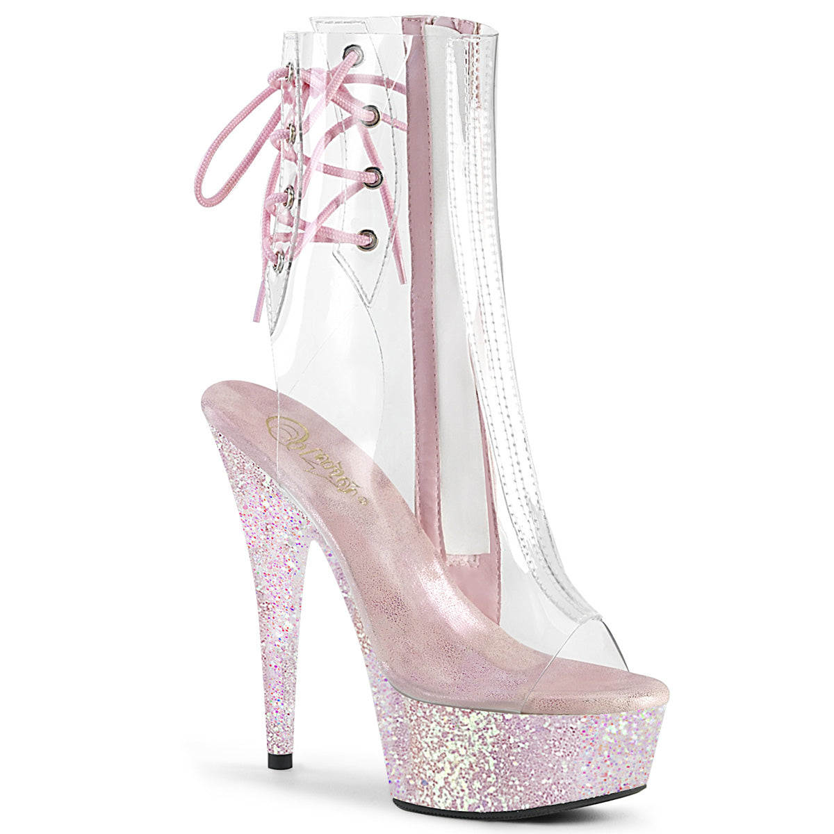 Pleaser Womens Ankle Boots DELIGHT-1018C Clr/Opal Multi Glitter
