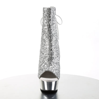 Pleaser Womens Ankle Boots DELIGHT-1018G Slv Gltr/Slv Chrome