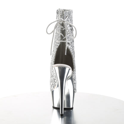 Pleaser Womens Ankle Boots DELIGHT-1018G Slv Gltr/Slv Chrome