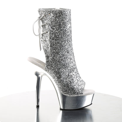 Pleaser Womens Ankle Boots DELIGHT-1018G Slv Gltr/Slv Chrome