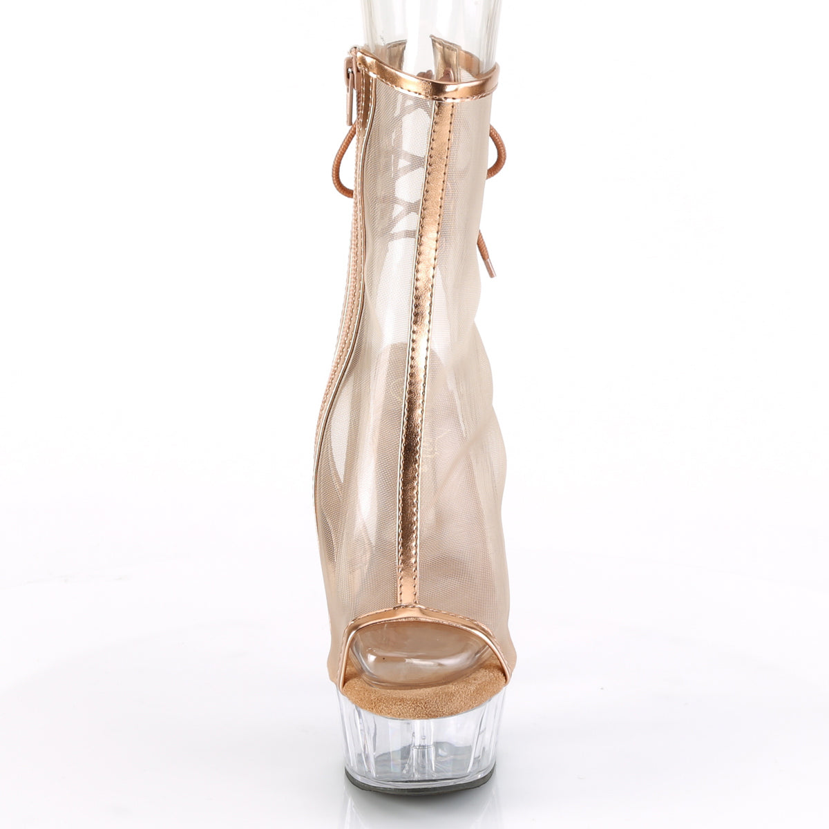 Pleaser Womens Ankle Boots DELIGHT-1018MSH Rose Gold Metallic Pu-Mesh/Clr