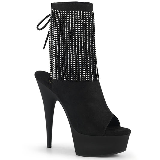 Pleaser Womens Ankle Boots DELIGHT-1018RSF Blk Faux Suede/Blk Matte