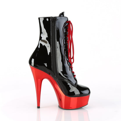 Pleaser Womens Ankle Boots DELIGHT-1020 Blk Pat/Red Chrome