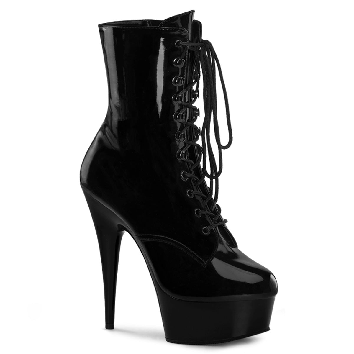 Pleaser Womens Ankle Boots DELIGHT-1020 Blk Pat/Blk