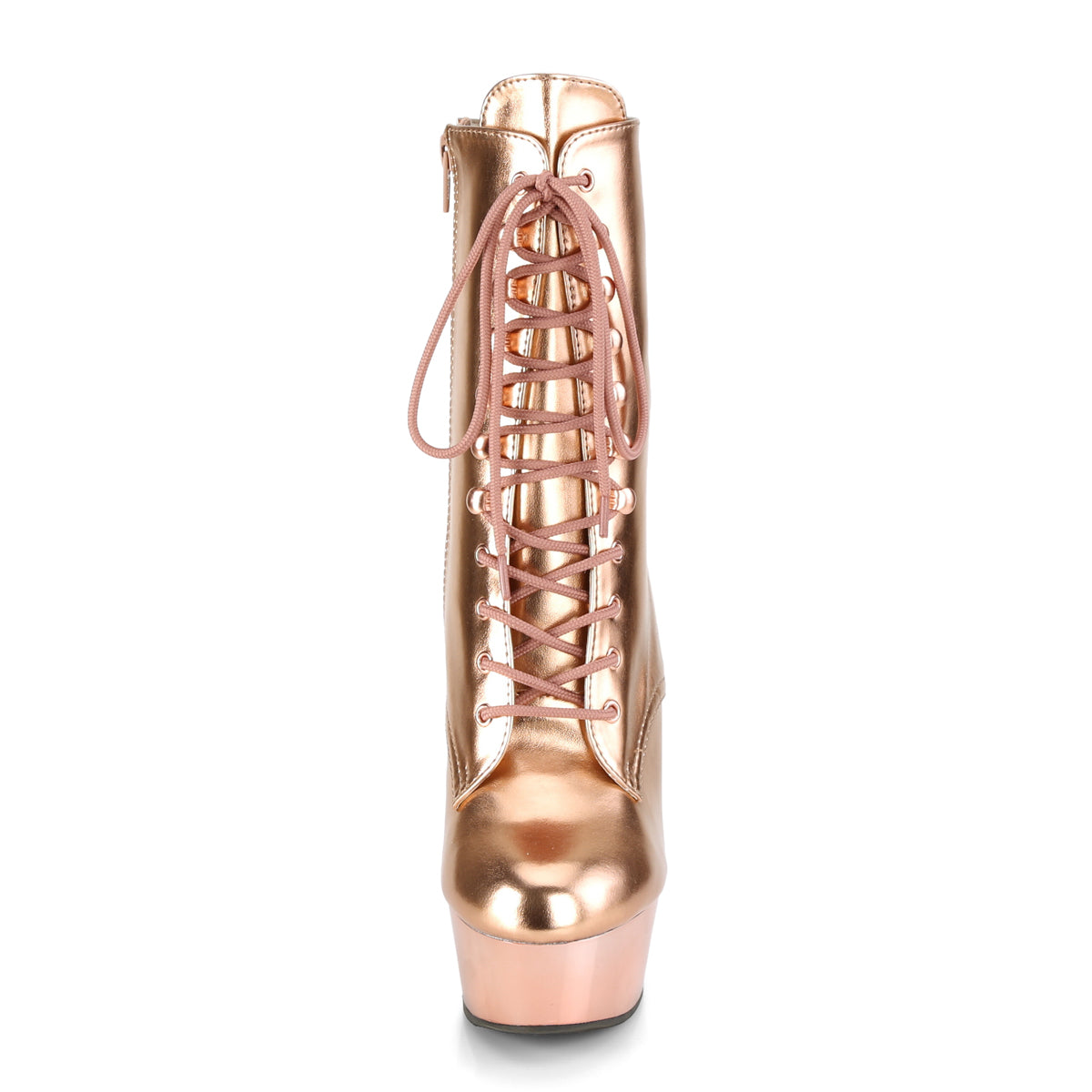 Pleaser Womens Ankle Boots DELIGHT-1020 Rose Gold Metallic Pu/Rose Gold Chrome