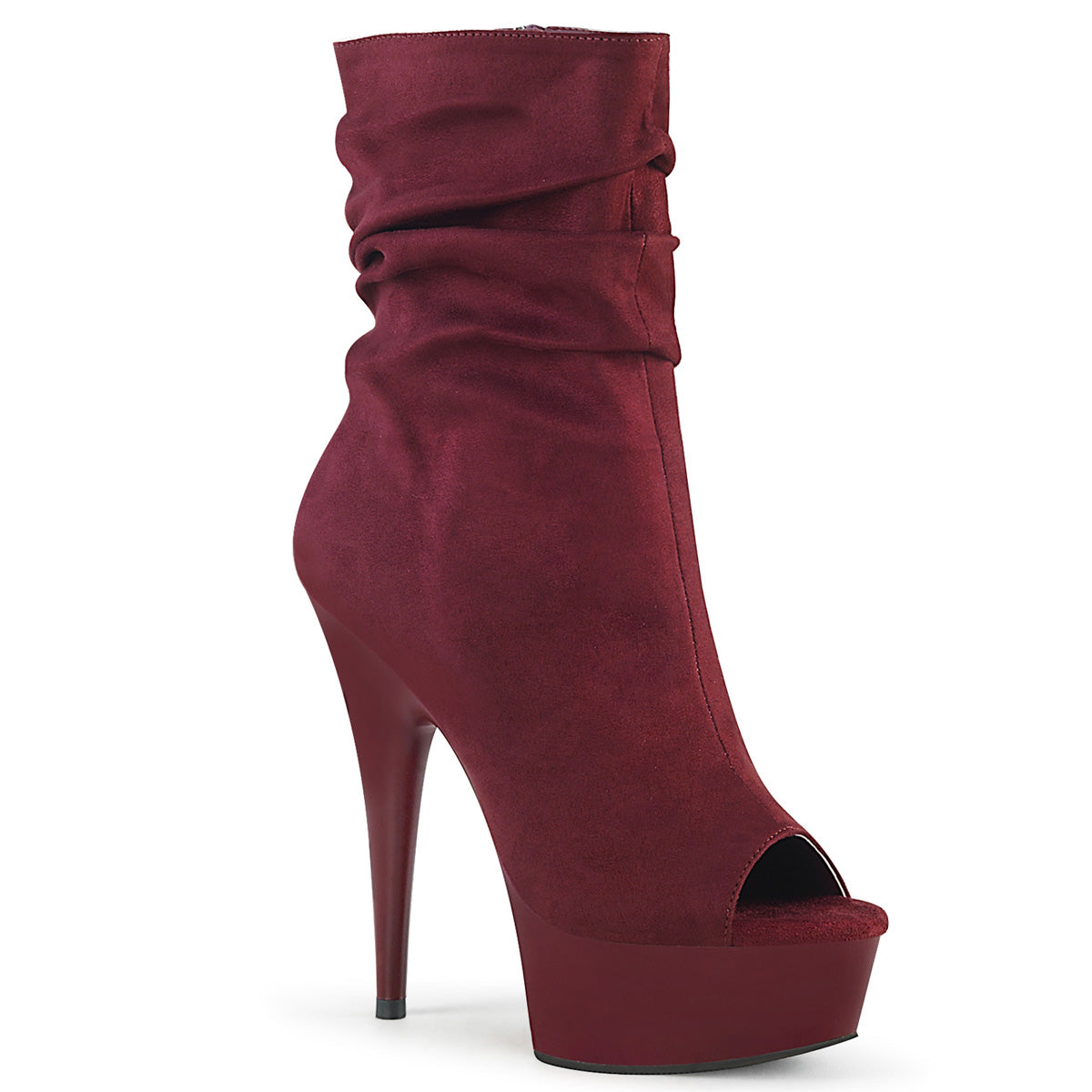 Pleaser Womens Ankle Boots DELIGHT-1031 Burgundy Faux Suede/Burgundy Matte