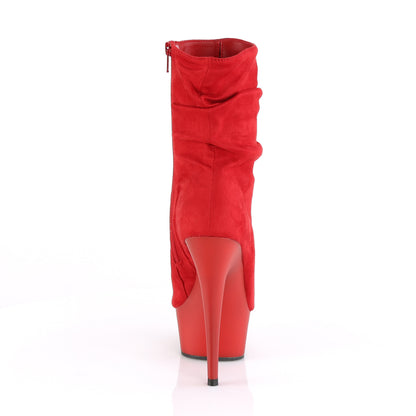 Pleaser Womens Ankle Boots DELIGHT-1031 Red Faux Suede/Red Matte