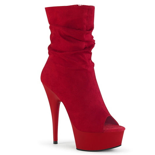 Pleaser Womens Ankle Boots DELIGHT-1031 Red Faux Suede/Red Matte