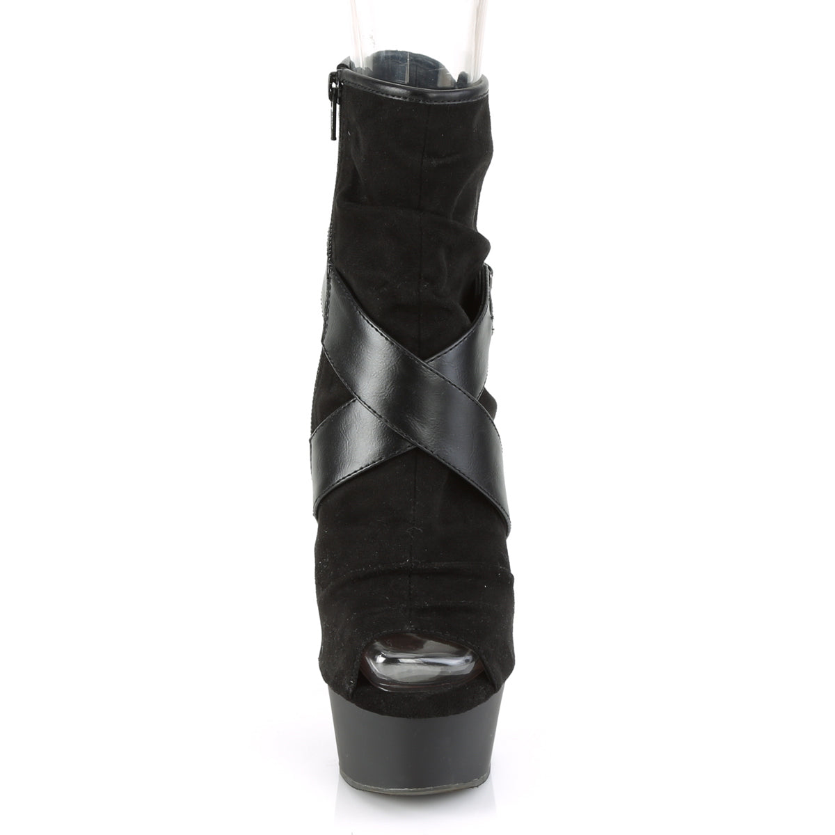 Pleaser Womens Ankle Boots DELIGHT-1034 Blk Faux Suede-Faux Leather/Blk Matte