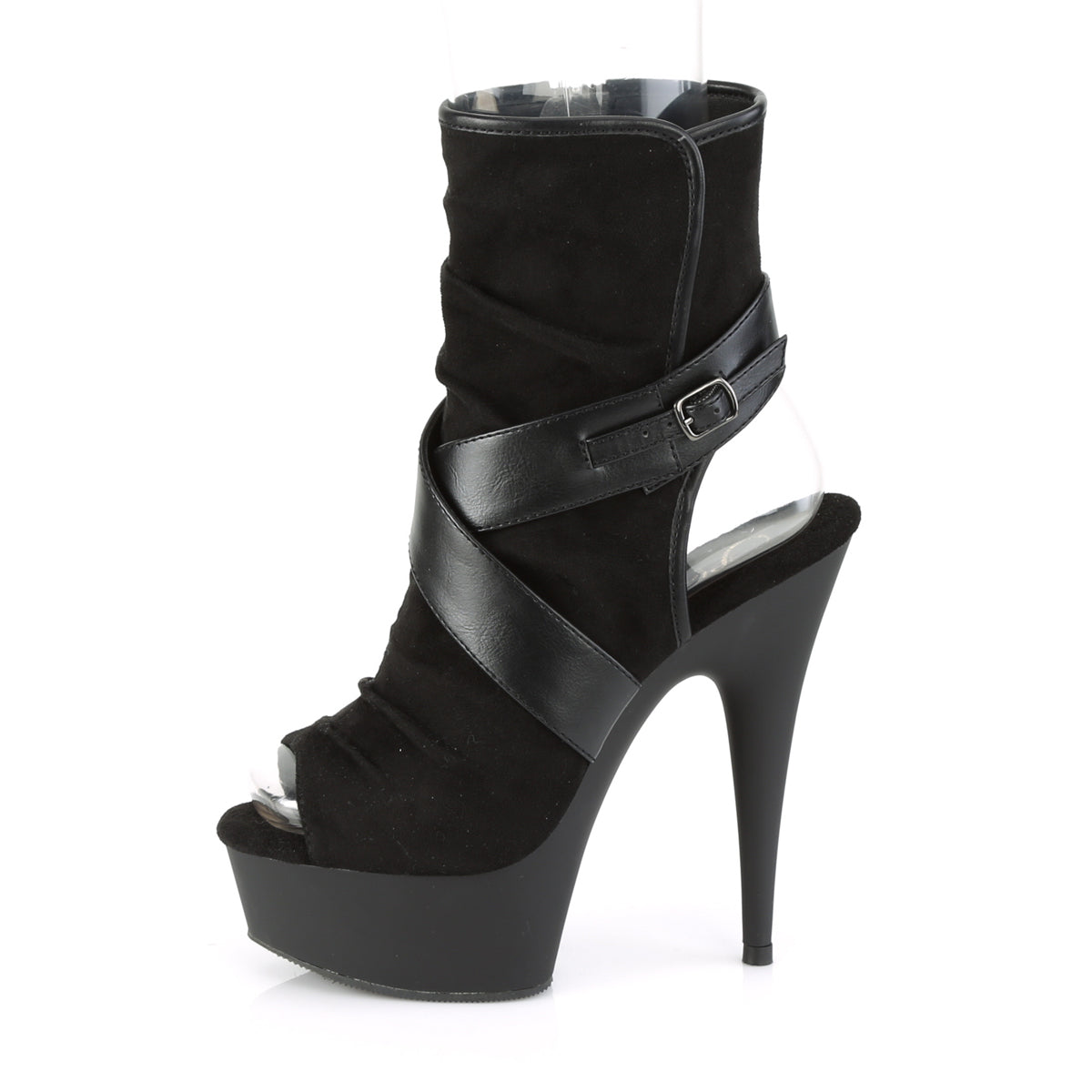 Pleaser Womens Ankle Boots DELIGHT-1034 Blk Faux Suede-Faux Leather/Blk Matte