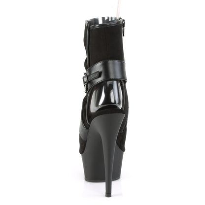 Pleaser Womens Ankle Boots DELIGHT-1034 Blk Faux Suede-Faux Leather/Blk Matte