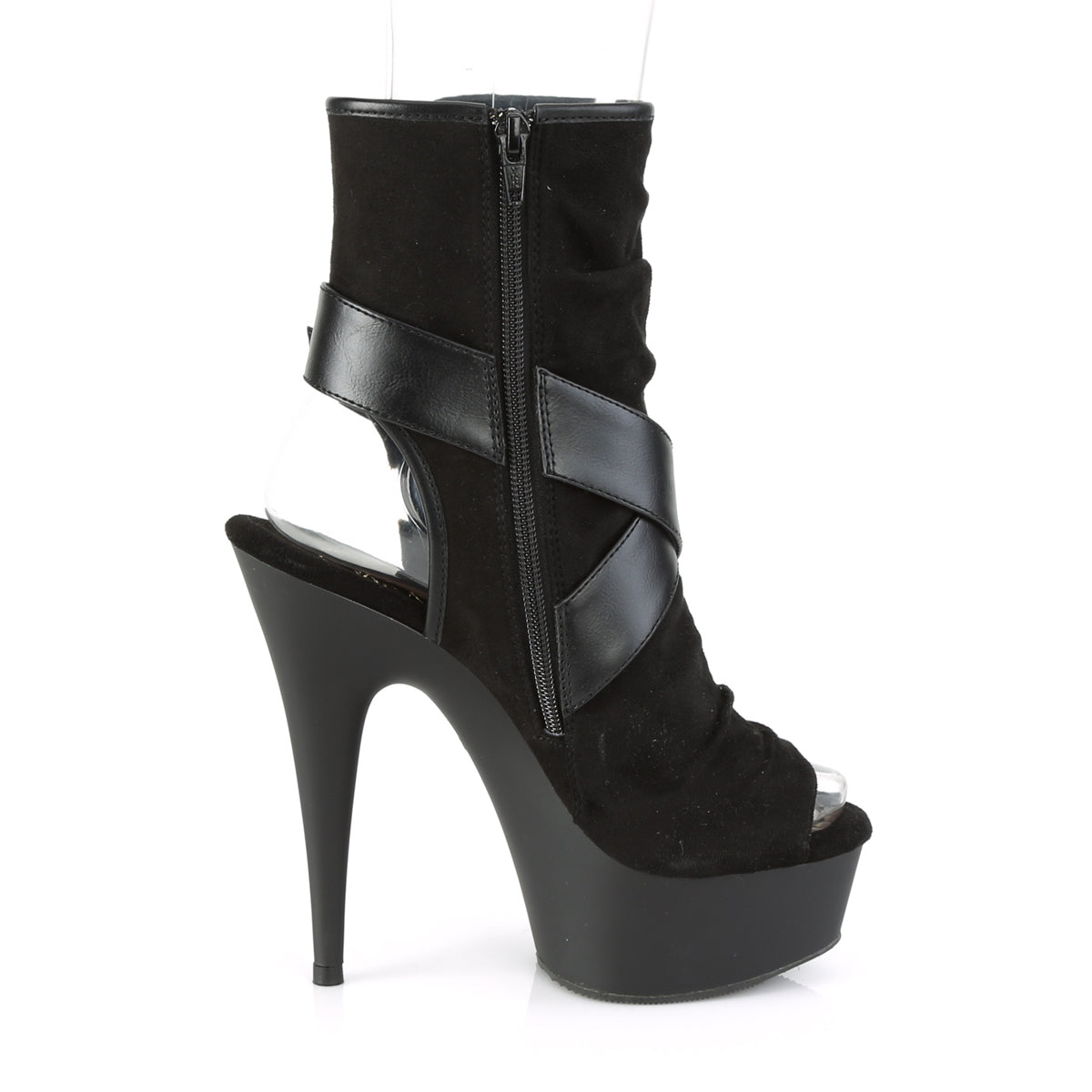 Pleaser Womens Ankle Boots DELIGHT-1034 Blk Faux Suede-Faux Leather/Blk Matte