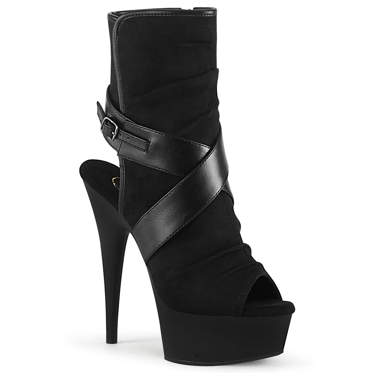 Pleaser Womens Ankle Boots DELIGHT-1034 Blk Faux Suede-Faux Leather/Blk Matte