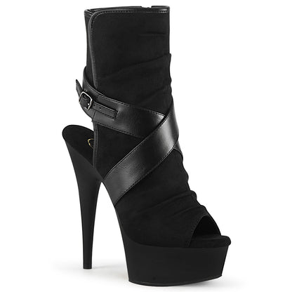 Pleaser Womens Ankle Boots DELIGHT-1034 Blk Faux Suede-Faux Leather/Blk Matte