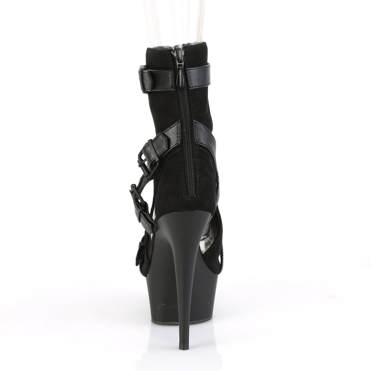 Pleaser Womens Ankle Boots DELIGHT-1037 Blk Faux Suede-Faux Leather/Blk Matte