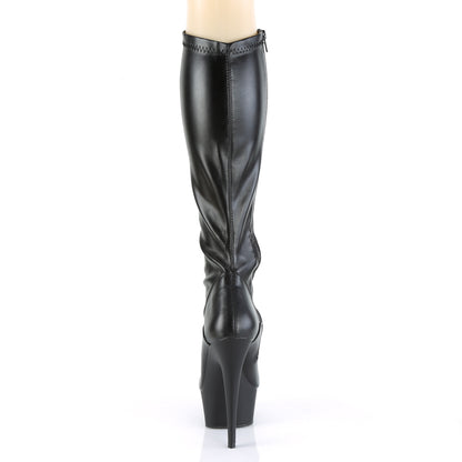 Pleaser Womens Boots DELIGHT-2000 Blk Str Faux Leather/Blk Matte