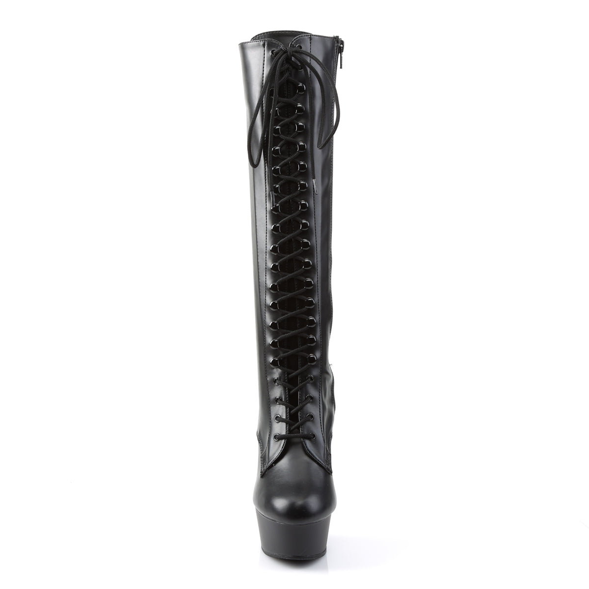 Pleaser Womens Boots DELIGHT-2023 Blk Str Faux Leather/Blk Matte