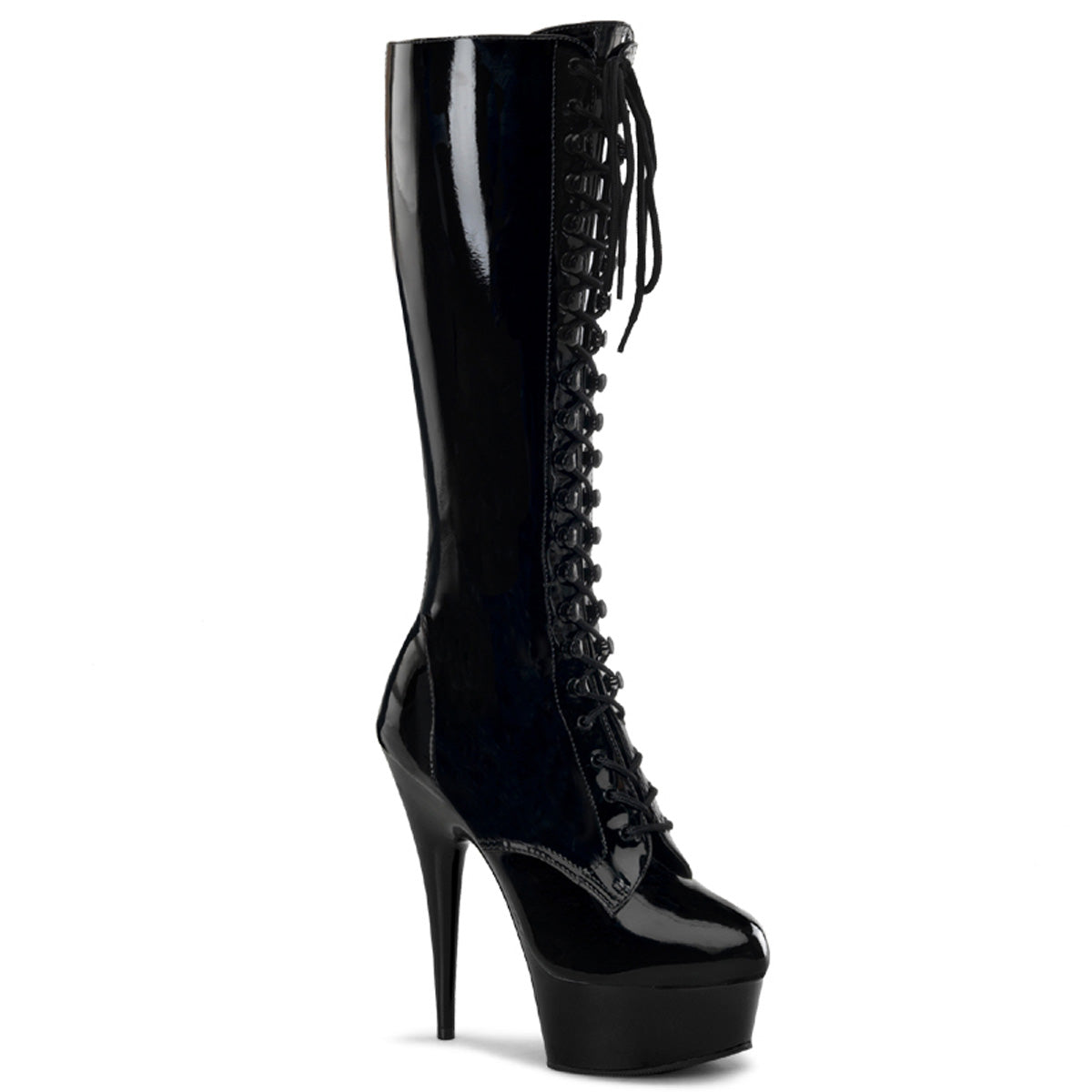 Pleaser Womens Boots DELIGHT-2023 Blk Str Pat/Blk
