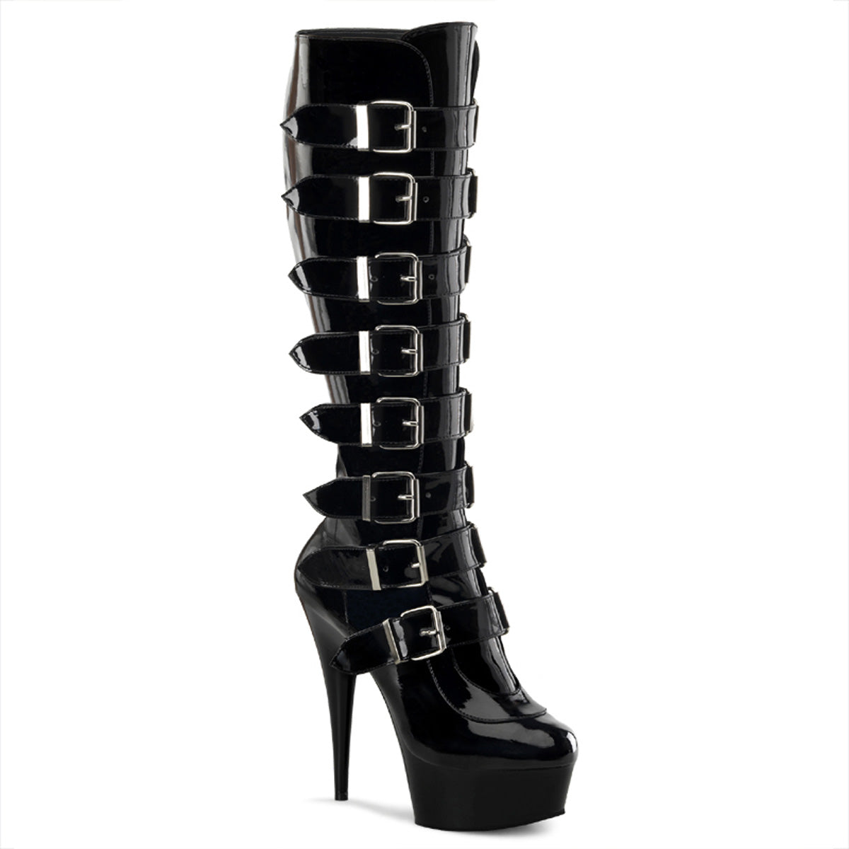 Pleaser Womens Boots DELIGHT-2049 Blk Pat/Blk
