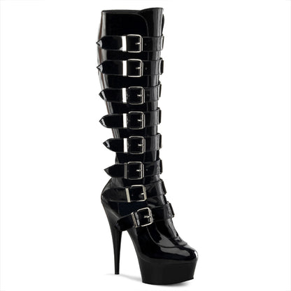 Pleaser Womens Boots DELIGHT-2049 Blk Pat/Blk