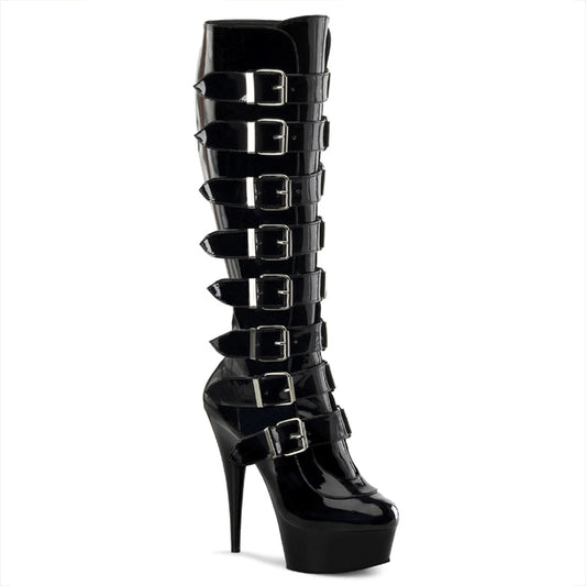 Pleaser Womens Boots DELIGHT-2049 Blk Pat/Blk