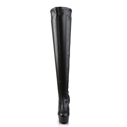 Pleaser Womens Boots DELIGHT-3000 Blk Str Faux Leather/Blk Matte